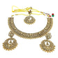Pearl / Neutral - Medium Size Antique Gold Finish Necklace Set with Earrings - SJ07 08KY25