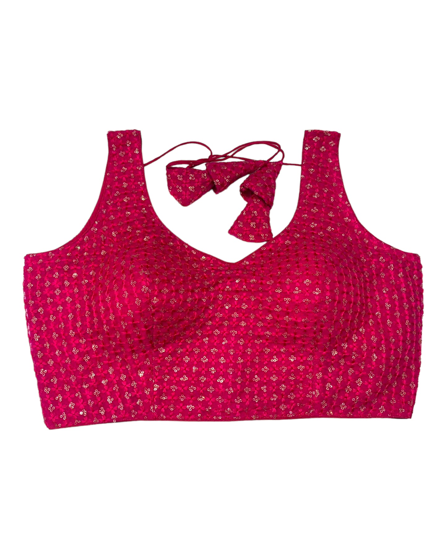 Magenta - Fully Embroidered V neck Saree / Lehenga blouse - With Cups - Margin to loosen - UK Stock - AF2344 H 0923