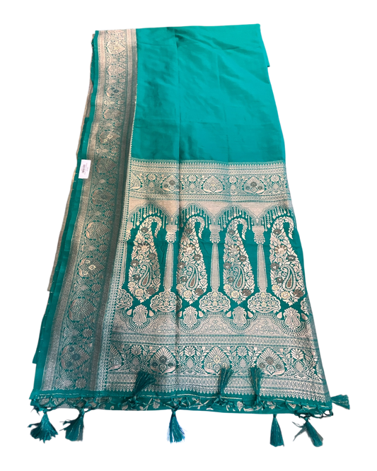 Jade Green - Traditional Handloom Saree with Blouse Piece - UK stock - 24hr Dispatch - SP2630 KP