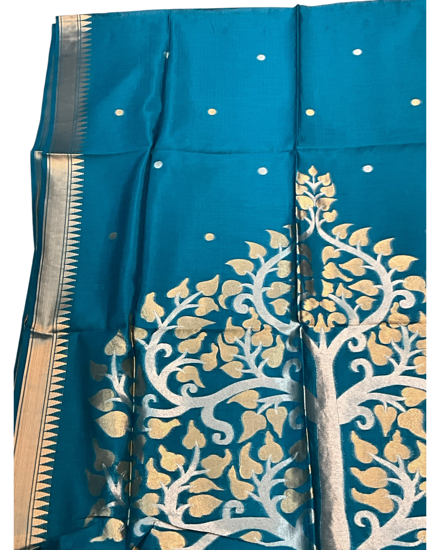 Turquoise Blue - Handloom Saree with Blouse Piece - UK stock - 24hr Dispatch - RT-BT004 07KJ26