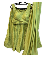 Light Green -  Dupion Silk Lehenga Set - Size UK 12 (38