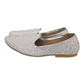 Very comfortable Silver / Light Grey Brocade Loafer Style Indian Mens shoes - Mojari, Khossay -  YD2305