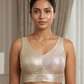 Size 38" / UK 12 - Rose Gold - Silky Saree blouse with cups,  Sleeveless  - UK Stock - Quick Delivery - RNK - R722A-KY