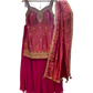 Size 12 (38") - Fuchsia / Magenta Pink - Designer Ladies Medium Length Sleeveless Top Palazzo Trousers Suit - VMK Varuna RA