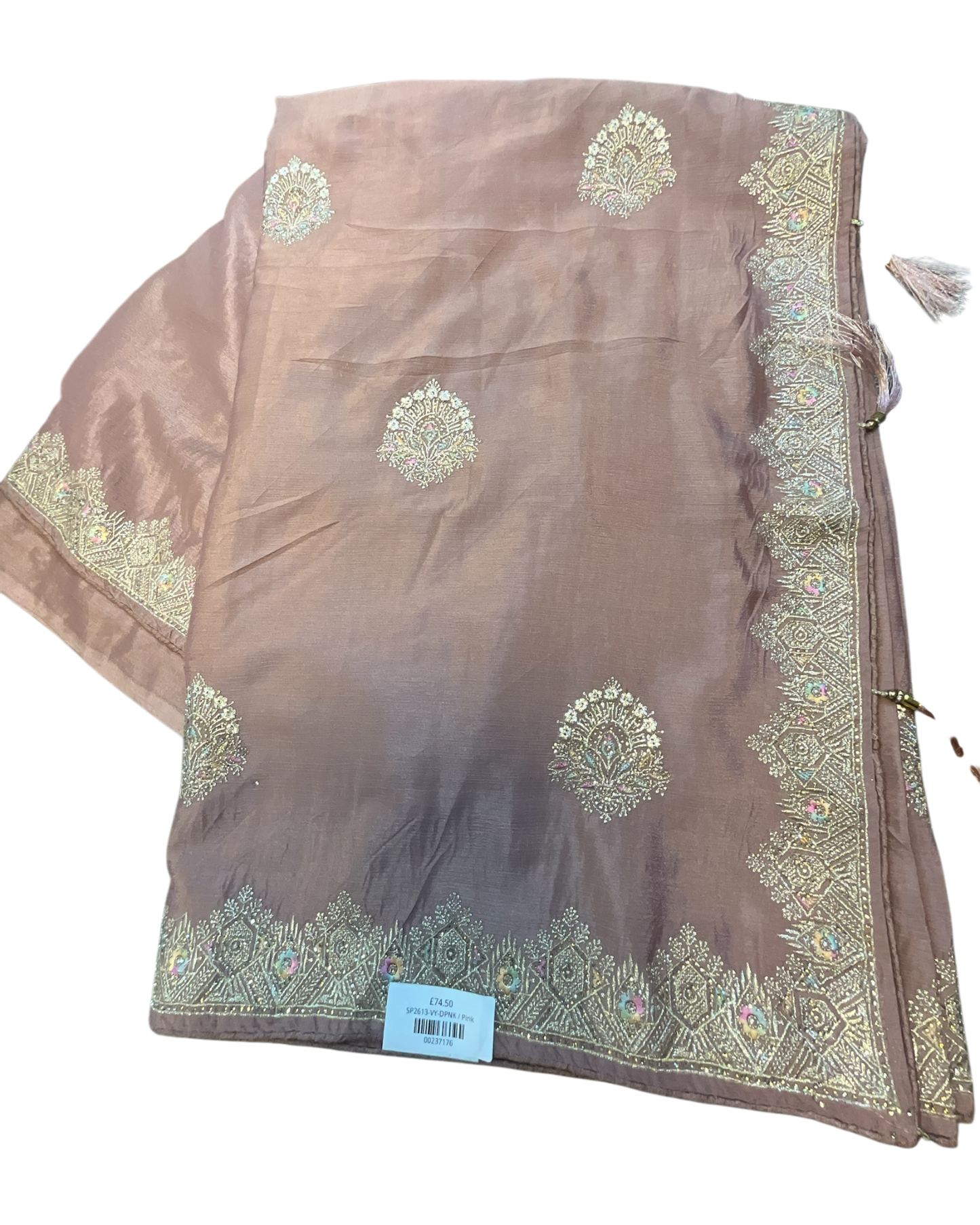 Dusty Pink - Saree with Thread / Stone Work and Blouse Piece - UK stock - 24hr Dispatch - SP2613 VY