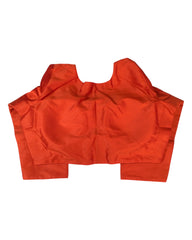 Rust - Silky Saree blouse with cups,  Long Sleeves, High Back - 42