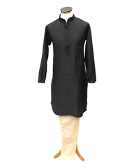 Black - Cotton Silky Self Brocade Mens Kurta Set - Sangeet Mehendi Haldi - KCS1003 KK 1123