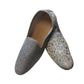 Very comfortable Silver / Light Grey Brocade Loafer Style Indian Mens shoes - Mojari, Khossay -  YD2305