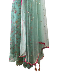 Sea Green -Floral Printed Lehenga Set - Size 14 / 40