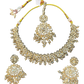 Crystal / Neutral - Large Size Antique Gold Finish Necklace Set with Earrings & Head Piece - JIG111 04Cp26