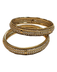 Pair of Antique Gold Finish Hand Crafted Rajasthani Bangles - UK stock - SB1092 P