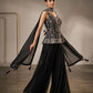 UK 12 / 38" - Black - Designer Ladies Medium Length Top Palazzo Trousers Suit - UK Stock - 2/3 days delivery - VMK Zilmil RY