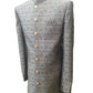 Grey - Classic Self Brocade Sherwani with Gold Buttons -  BS786 JP 0823