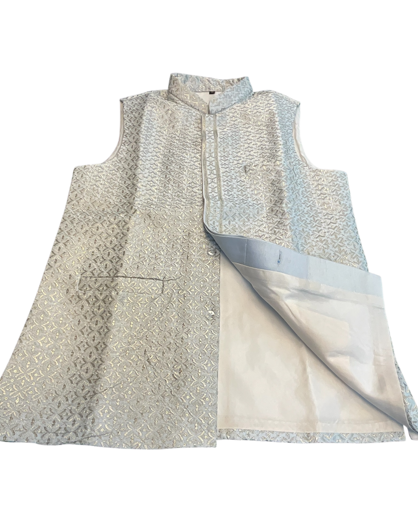 Silver / Pastel - Grey - All Over Embroidered - Mens Indian Waistcoat - UK Stock - 24 hr Dispatch - KCS4835 06KA26