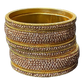 Rose Gold Finish - Set of 6 Stone Bangles -  M to XXL - 5Line 07Kp26