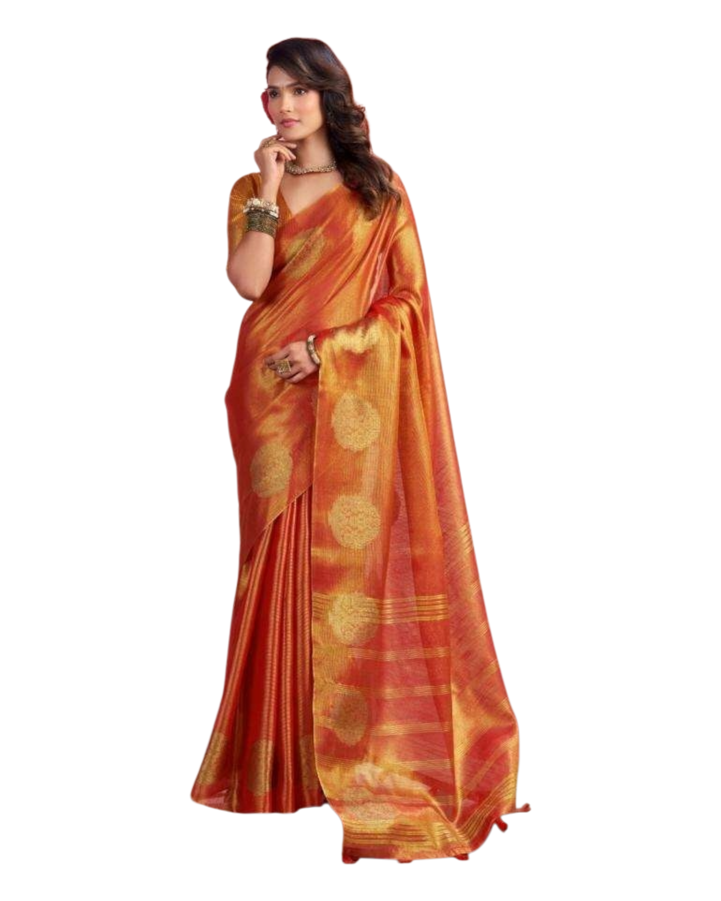 Red - Traditional Silky Fancy Saree with Blouse Piece - UK Stock - 2/3 days Delivery  12KT25 RP476
