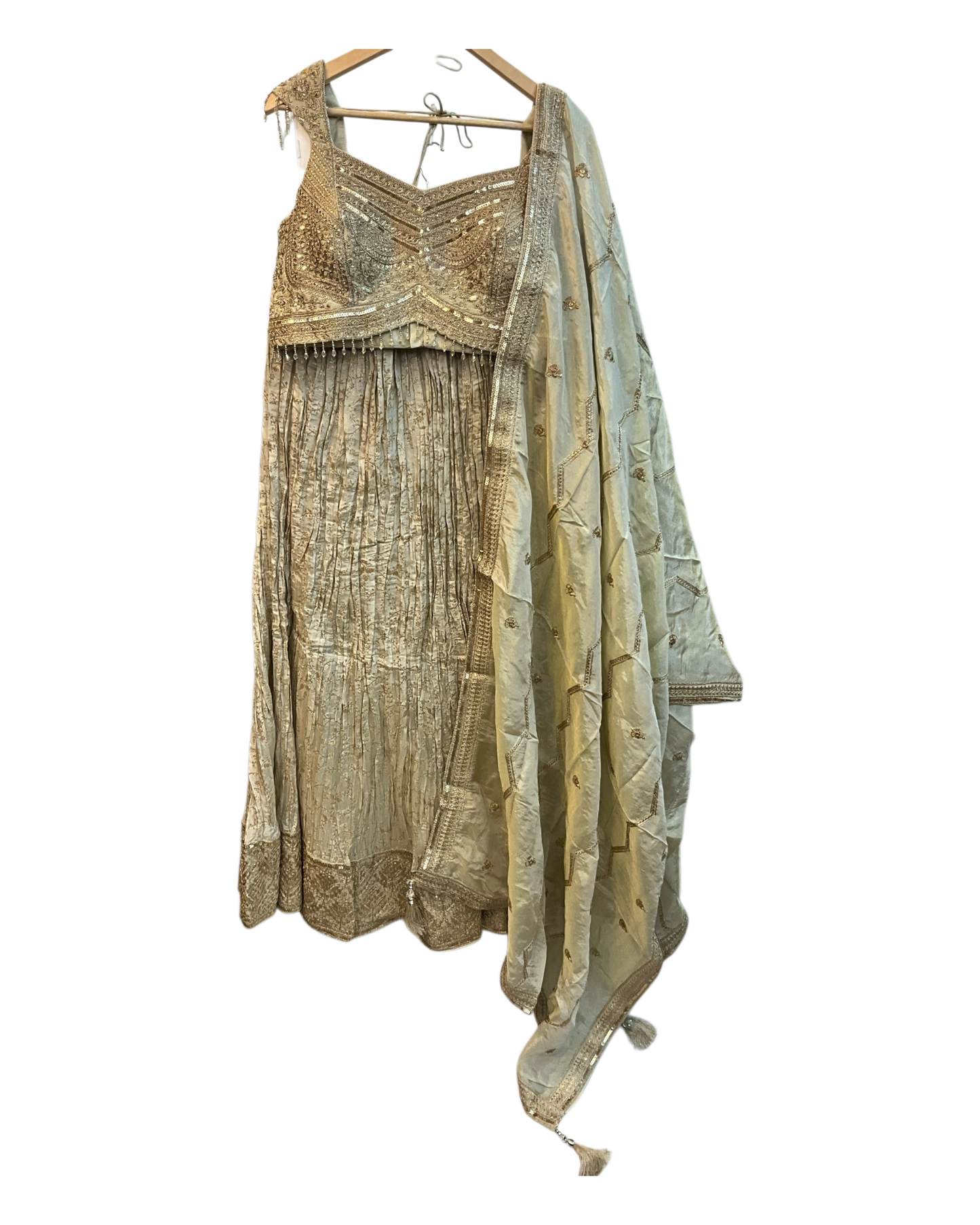 Size 12 / 38" Bust - Cream / Light Gold - Ready Made Lehenga Set - UK Stock - 24h Dispatch - SC1533 09AA25