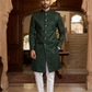 40" - SALE ! Bottle Green - Classic Self Brocade Mens Sherwani with Quality Buttons - Smart Trousers - UK stock - 2/3 Days Delivery - YD2504 PY