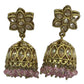 Pink - Small - Antique Finish Traditional Zhumki Earrings - Bollywood - Weddings - SV2406 J 0724