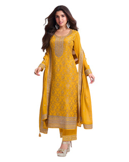 Haldi Yellow - Simple / Classy Silky Ladies Indian Salwar Suit with Rich Dupatta - Available in Sizes 10,14 & 18 - VF69183 TY 0924