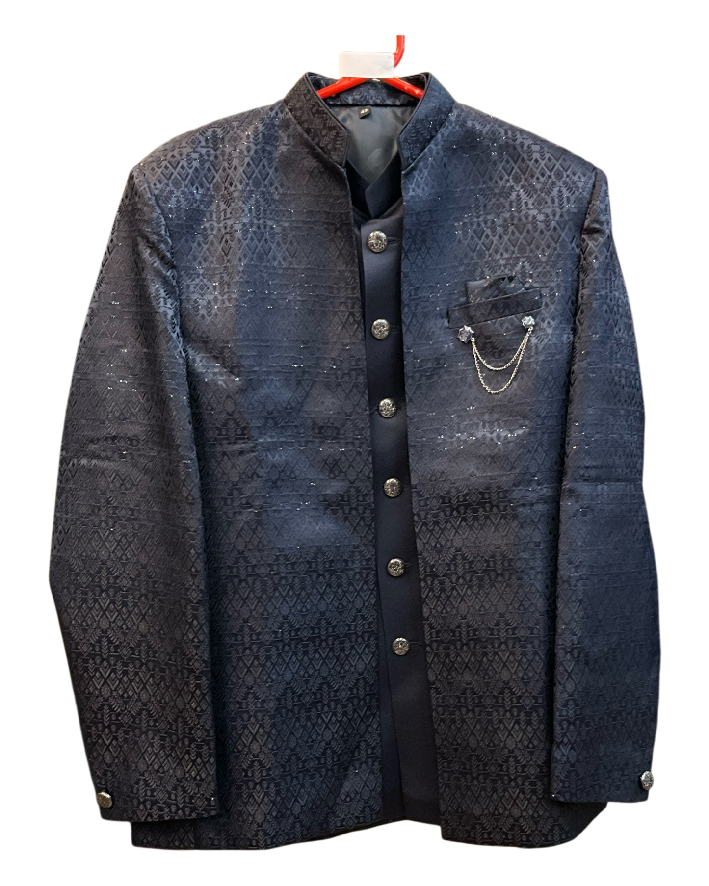 Navy Blue - PREMIUM Slim Fit Mens BandhGala / Prince / Chinese Collar Open Jacket with inside Waistcoat- Fantastic Fit - 01JT26 CS2601