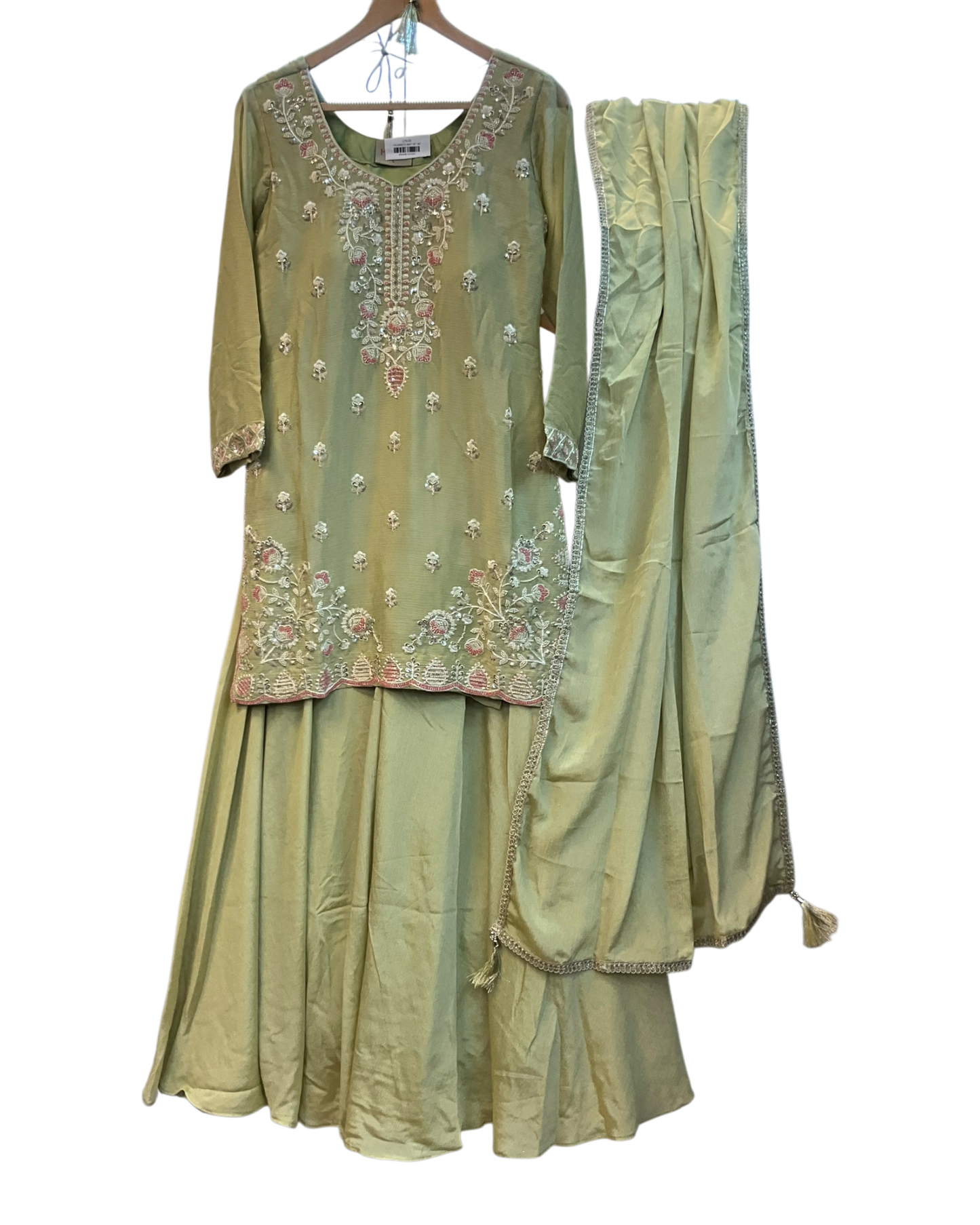 UK 16 / 42" - Mint Green - Mid length - Ladies Sharara / Palazzo Trousers Suit - UK Stock - Sangeet / Henna / Weddings - HEL6492 TK
