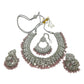 Baby Pink - Large Size Silver Finish Necklace Set with Earrings & Tika (Head Piece) - UK Stock - GGA17 08KK25