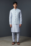 Light Pastel Blue - Mens Kurta Set with Rich Brocade Waistcoat  - UK Stock - Quick Dispatch - SHU2603 05VV26