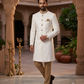SALE ! Off White / Cream - Raw Silky Sherwani with Hand Embroidery - YD2304 RV 0523