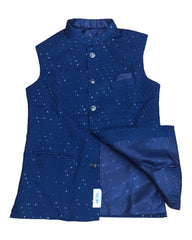 Blue - Fully Self Embroidered Mens Waistcoat - Bollywood - YD2317 KR 0623
