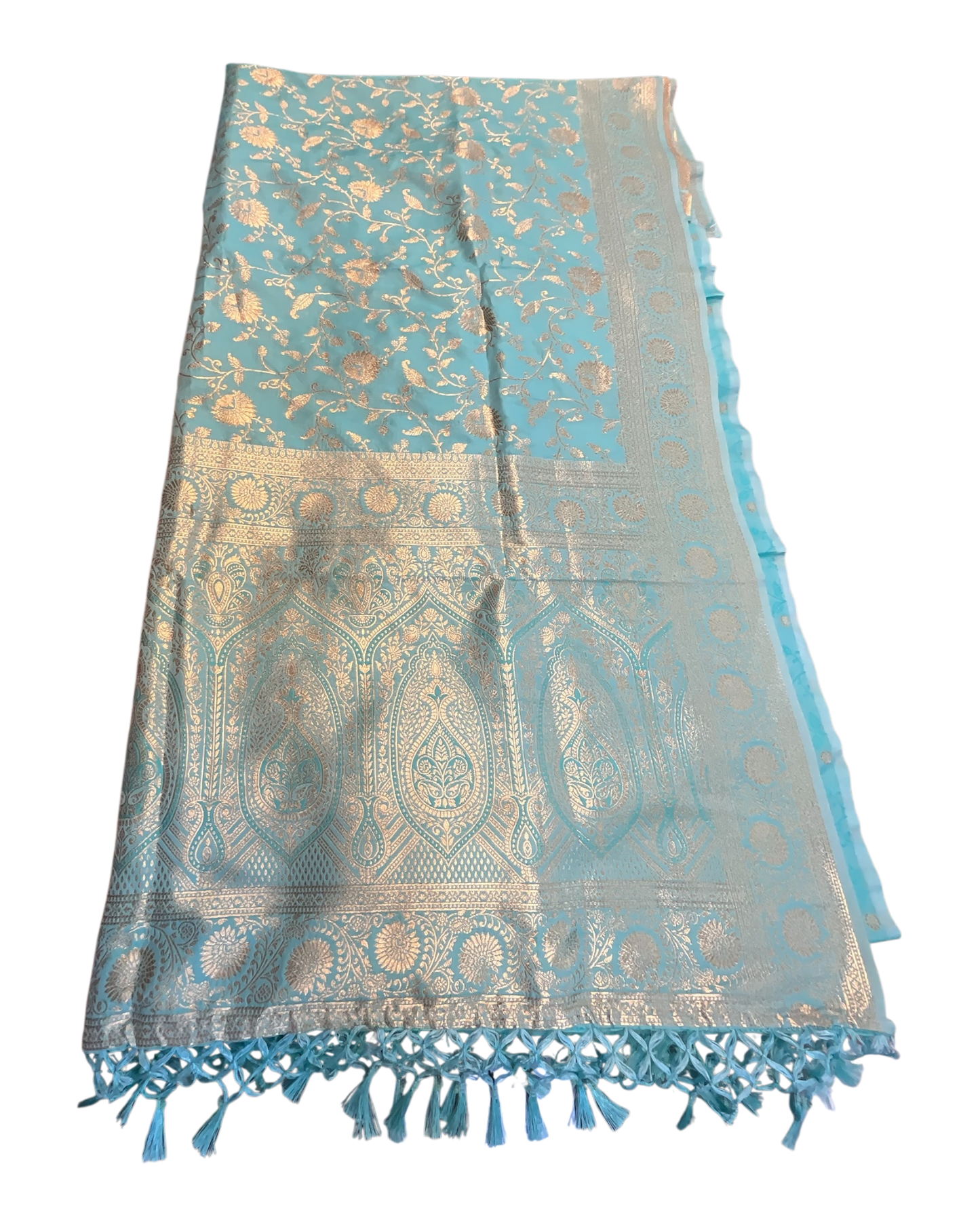 Light Turquoise - Traditional Handloom Saree with Blouse Piece - UK stock - 24hr Dispatch - SP2628 KR