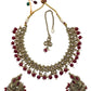 Red - Medium - Antique Gold Finish Necklace Set with Earrings - DAJ540 H 0724