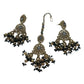Blue - Large Size Antique Gold Finish Necklace Set with Earrings & Head Piece - Bollywood - AE2513 08KK25