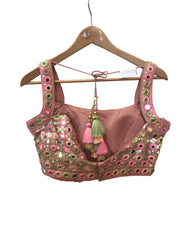 Baby Pink - Mirror Work Chiffon Designer Lehenga Set - UK Stock - 24h Dispatch - JaiSudha KYY 0124