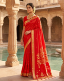 Red - Handloom Saree with Blouse Piece - UK stock - 24hr Dispatch - RT-BT005 07KJ26