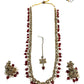 Red / Maroon - Medium Size Antique Gold Finish Long Necklace Set with Earrings - RAK411 H 0525