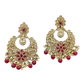 Regal Ruby Floral Crescent Kundan Chandbali Earrings - Bollywood - Weddings - 6ER166 09A26