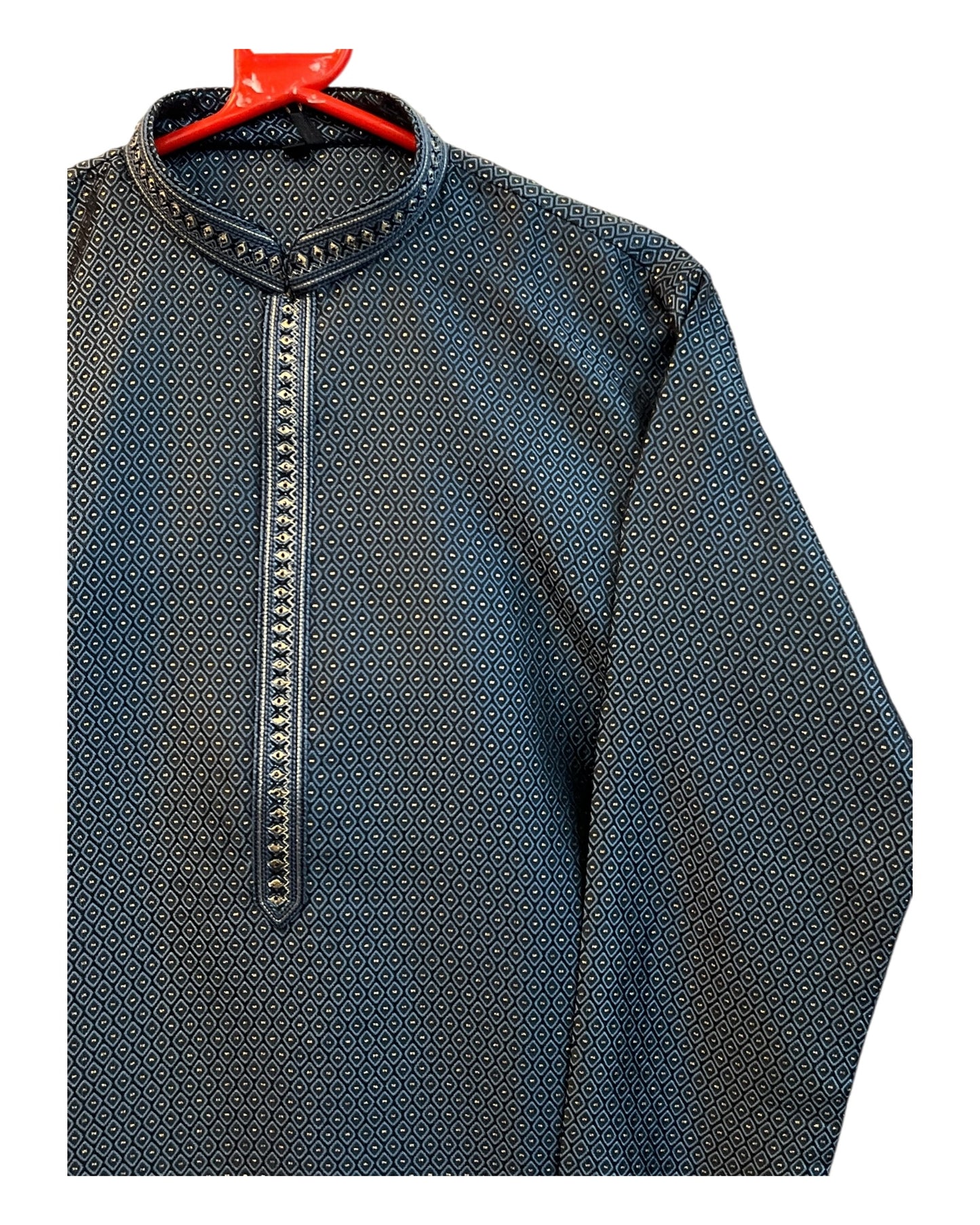 Navy Blue - Banarasi Handloom Brocade Mens Indian Kurta set - UK Stock - Weddings / Walimas , Sangeet, Diwali, Eid, Mehndi / Henna - VEE2429 VP