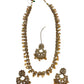 Dark Pearl - Large Size Antique Gold Finish Long Necklace Set with Earrings - RAK408 KY 0525