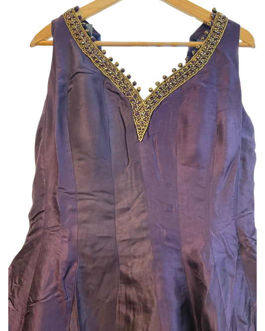 Size 16 (42") - Wine - Designer -  Ladies Long Top Anarkali Trousers Suit - VMK Bandhan CY