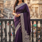 Wine / Purple - Classic Saree with Thread / Stone Work and Blouse Piece - UK stock - 24hr Dispatch - RS2506 VP