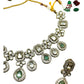 Light Green - Medium Size Antique Gold Finish Choki Necklace Set with Earrings - Bollywood - AVON-KU1320  08KA25