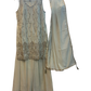UK 16 / 42" - Cream / Light Gold - Crepe Ladies Sharara / Palazzo Trousers Suit - Sangeet / Henna / Temple - OC76137 TA