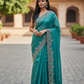 Light Blue - Rich Saree with Stone Work and Blouse Piece - UK stock - 24hr Dispatch - RS2502 TH