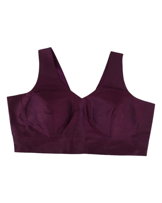 Wine - Silky Saree blouse with cups,  Sleeveless - 42" - UK Stock - Quick Delivery - RNK - R722A-KY