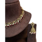 Maroon - Medium Size Antique Gold Finish Necklace Set with Earrings - RAK375 Pp