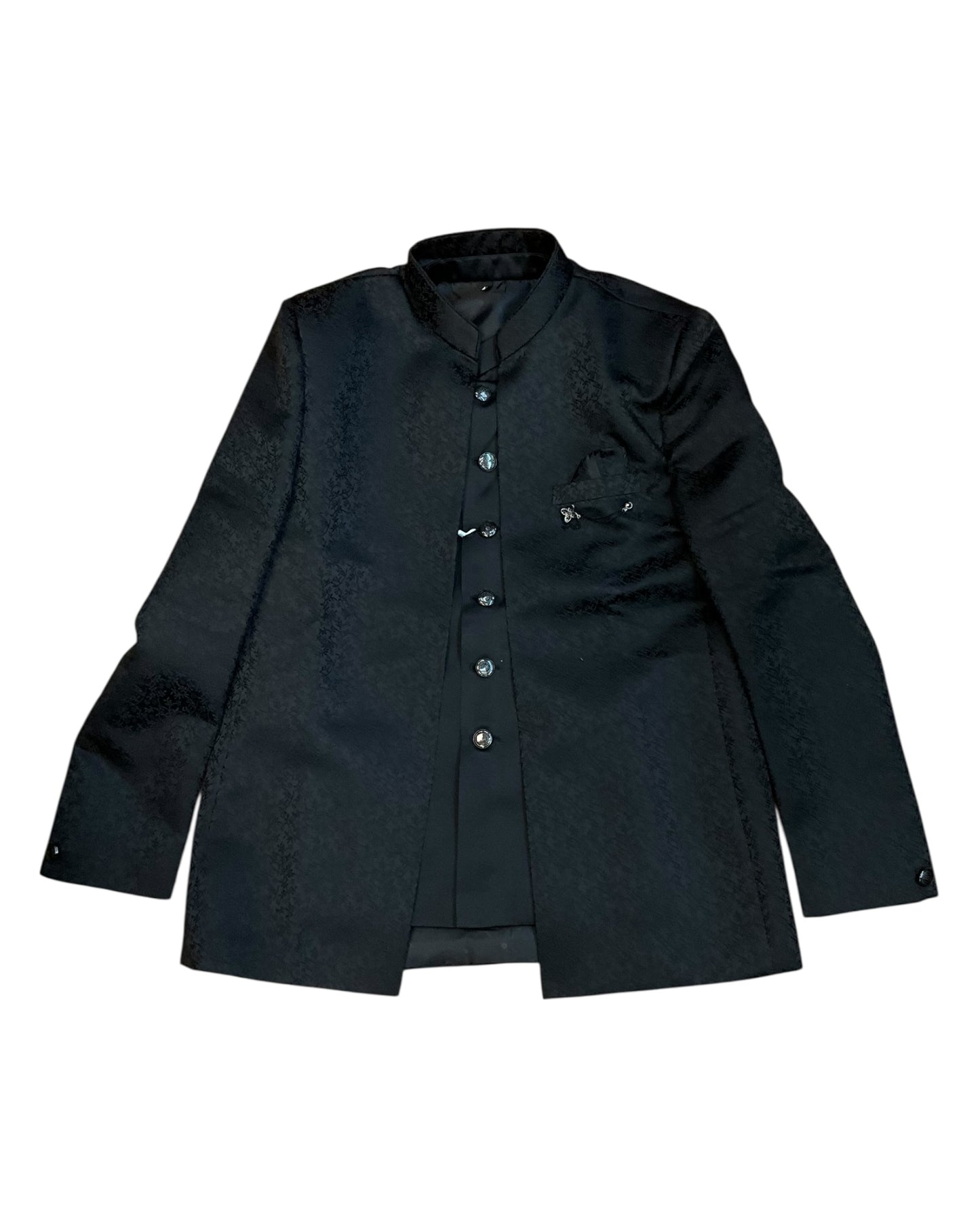 Black - PREMIUM Slim Fit Mens BandhGala / Prince / Chinese Collar Open Jacket with inside Waistcoat- Fantastic Fit - CS2511 JP 0625