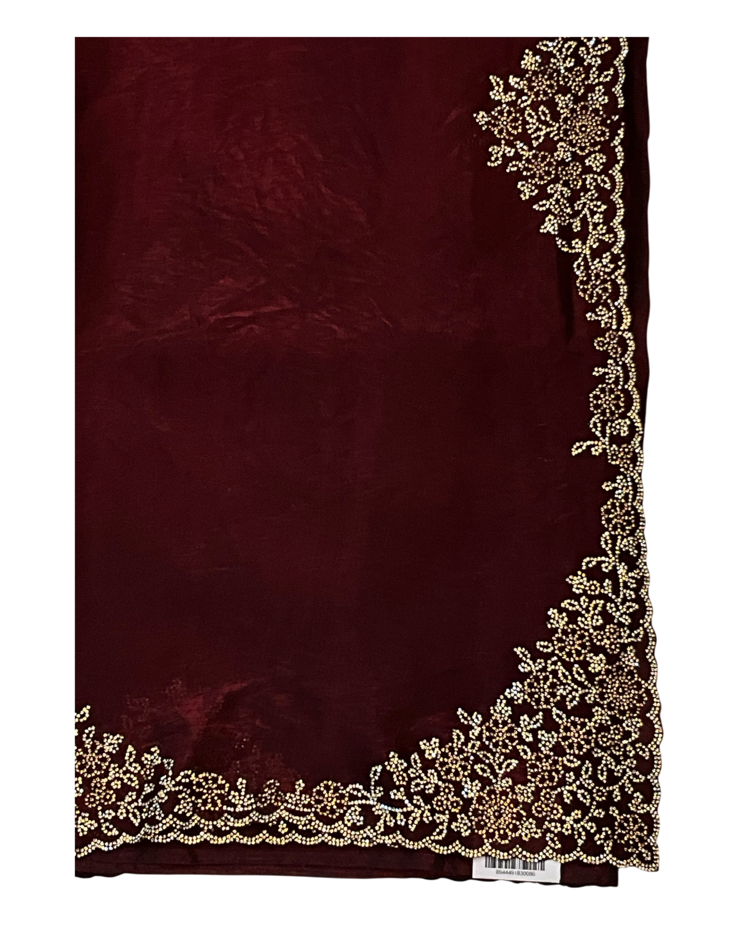 Maroon - Rich Saree with Stone Work Border and Blouse Piece - UK stock - 24hr Dispatch - RS2511 TA