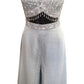 Silver Grey - Designer Ladies Short Top Palazzo Trousers Suit - Size 14 (40") - VMK BADAL PY