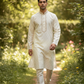 Off White - Self Brocade - Gold Thread Work Mens Kurta Set - Sangeet Mehendi Haldi - KCS2038 03VY26